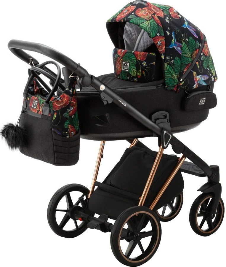 Adamex Porto Flowers Special Edition Black/Rose 2-in-1 Kinderwagen FL-8 3 Adamex Porto Flowers Special Edition Black/Rose 2-in-1 Kinderwagen FL-8