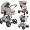 Cangaroo Alma Light Grey Silver 3-in-1 Combi Kinderwagen Incl. Autostoel -Baby Verkoop alma alu 13