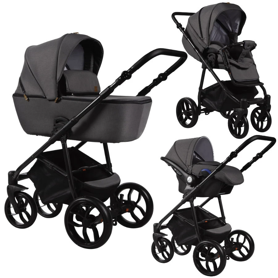 Baby Merc La Noche Grey 3-in-1 Kinderwagen Incl. Autostoel LN/06B 3 Baby Merc La Noche Grey 3-in-1 Kinderwagen Incl. Autostoel LN/06B