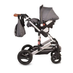 Cangaroo Gala Steel Grey 3-in-1 Combi Kinderwagen Incl. Autostoel -Baby Verkoop cangaroo gala black leather 3 in 1 combi kinderwagen incl autostoel 6