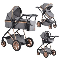Cangaroo Midas Grey 3-in-1 Combi Kinderwagen Incl. Autostoel