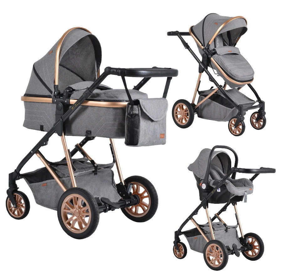 Cangaroo Midas Grey 3-in-1 Combi Kinderwagen Incl. Autostoel 2 Cangaroo Midas Grey 3-in-1 Combi Kinderwagen Incl. Autostoel
