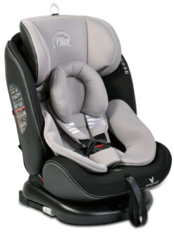 Cangaroo Pilot Light Grey Leather SPS Isofix 360° 0-36 Kg Autostoel Met Zonnekap -Baby Verkoop cangaroo pilot light grey leather sps isofix 360 0 36 kg autostoel met zonnekap 2 1