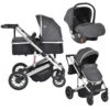 Cangaroo Thira Grey 3-in-1 Combi Kinderwagen Incl. Autostoel -Baby Verkoop cangaroo thira grey 3 in 1 combi kinderwagen 1