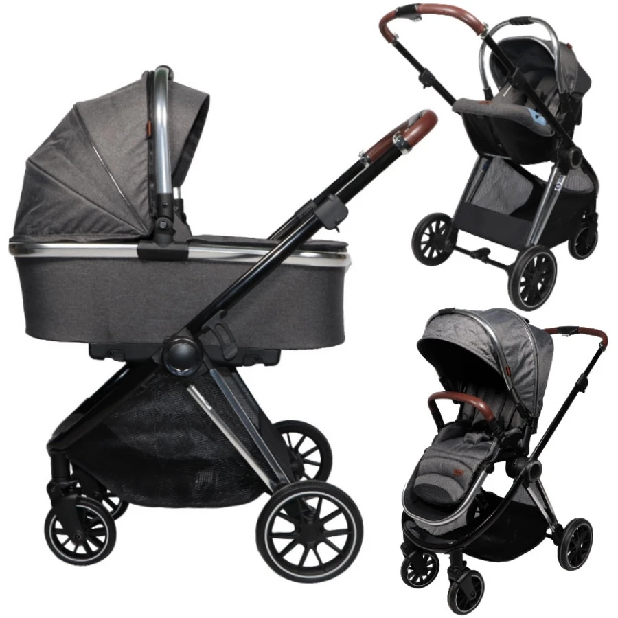 Ding Fenix Grey/Silver 3-in-1 Combi Kinderwagen Incl. Autostoel 3 Ding Fenix Grey/Silver 3-in-1 Combi Kinderwagen Incl. Autostoel