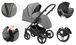 Kunert Lazzio Black Eco-Leather 2-in-1 Kinderwagen LAZ-11-BLACK -Baby Verkoop kunert lazzio 2 in 1 kinderwagen laz 11 13