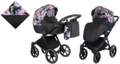 Kunert Talisman Black Flowers 2-in-1 Kinderwagen TA-01-BLACK -Baby Verkoop kunert talisman black flowers 2 in 1 kinderwagen ta 01 black 0