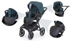 Kunert Talisman Black Green 2-in-1 Kinderwagen TA-04-BLACK -Baby Verkoop kunert talisman black green 2 in 1 kinderwagen ta 04 black 17 1