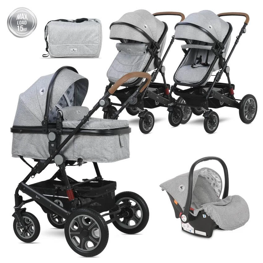 Lorelli Lora Cool Grey Elephants 3-in-1 Combi Kinderwagen Incl. Autostoel 1002128-2123D 4 Lorelli Lora Cool Grey Elephants 3-in-1 Combi Kinderwagen Incl. Autostoel 1002128-2123D - Image 2