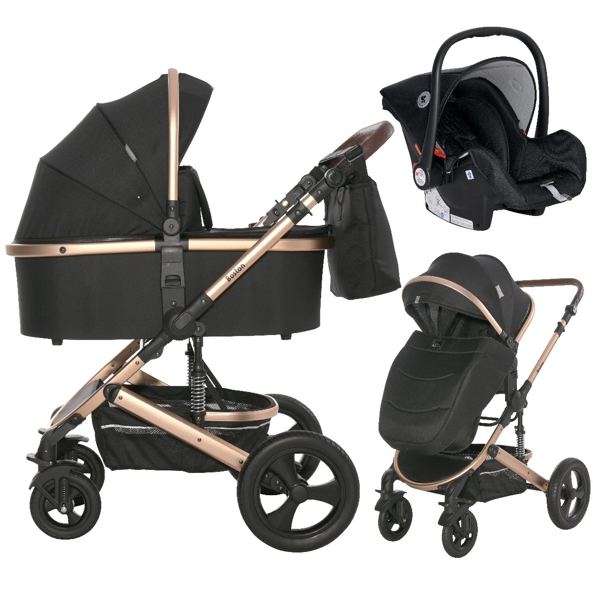 Lorelli Boston Black 3-in-1 Kinderwagen Incl. Comet Autostoel