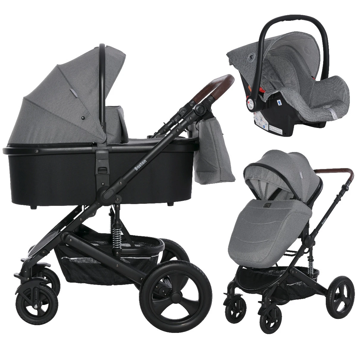 Lorelli Boston Dolphin Grey 3-in-1 Kinderwagen Incl. Comet Autostoel