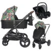 Lorelli Boston Tropical Flowers Black 3-in-1 Kinderwagen Incl. Comet Autostoel
